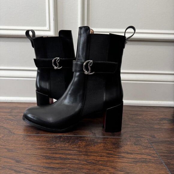 Red Bottom CL Chelsea Booty Mid Heel Ankle Boot - Picture 3 of 8